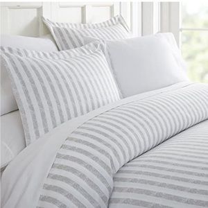 Gray stripe duvet cover from linen market